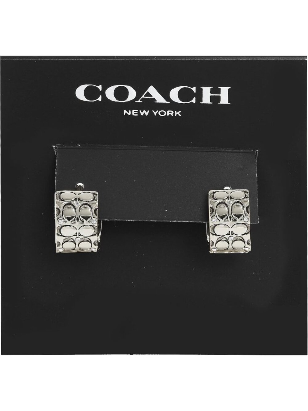 Coach Women's Crystal Quilted Huggie Earring Gold Tone Crystal Designer Boutique - Picture 4 of 5